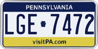 PA license plate LGE7472