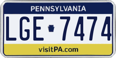 PA license plate LGE7474