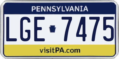 PA license plate LGE7475