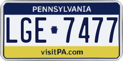 PA license plate LGE7477