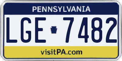 PA license plate LGE7482