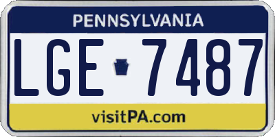 PA license plate LGE7487