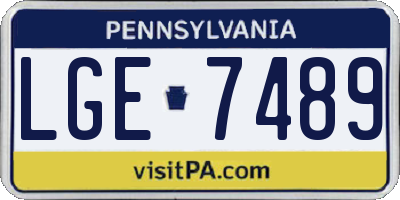 PA license plate LGE7489