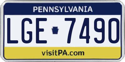PA license plate LGE7490