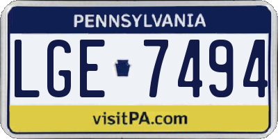 PA license plate LGE7494