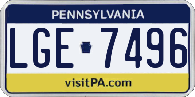 PA license plate LGE7496
