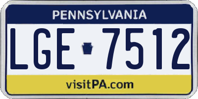 PA license plate LGE7512