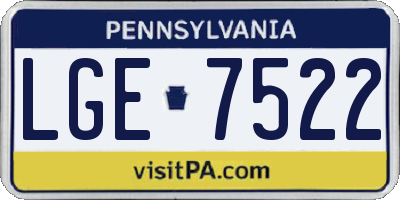 PA license plate LGE7522