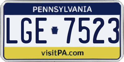 PA license plate LGE7523