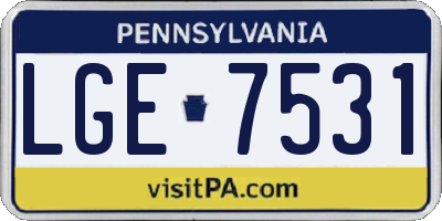 PA license plate LGE7531
