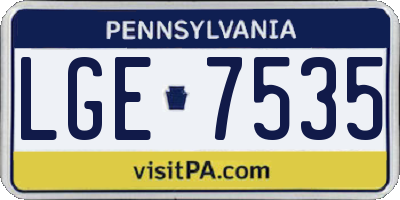 PA license plate LGE7535