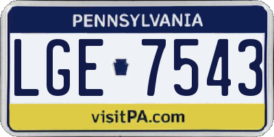 PA license plate LGE7543