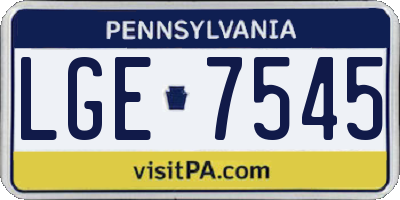 PA license plate LGE7545