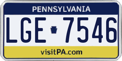 PA license plate LGE7546