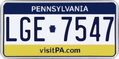 PA license plate LGE7547