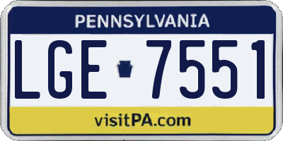PA license plate LGE7551