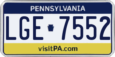 PA license plate LGE7552
