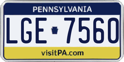 PA license plate LGE7560