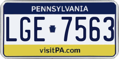 PA license plate LGE7563