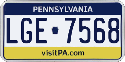PA license plate LGE7568