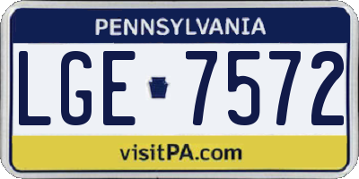 PA license plate LGE7572