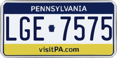 PA license plate LGE7575