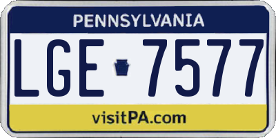 PA license plate LGE7577