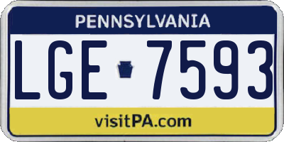 PA license plate LGE7593
