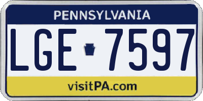 PA license plate LGE7597