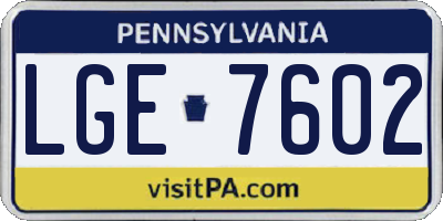PA license plate LGE7602