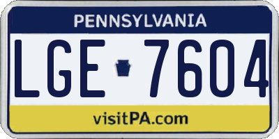 PA license plate LGE7604