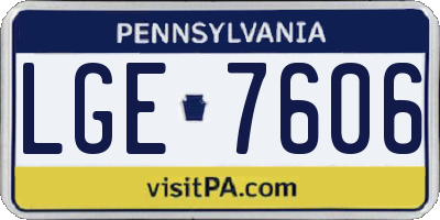 PA license plate LGE7606
