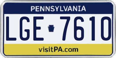 PA license plate LGE7610