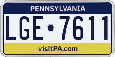 PA license plate LGE7611