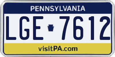 PA license plate LGE7612