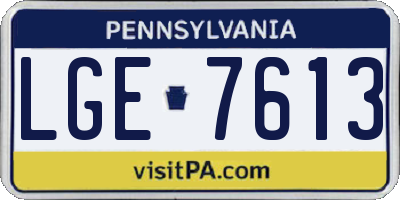 PA license plate LGE7613