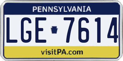 PA license plate LGE7614