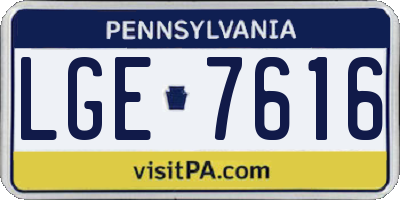 PA license plate LGE7616
