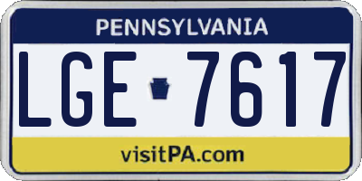PA license plate LGE7617