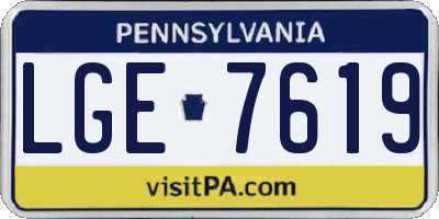 PA license plate LGE7619