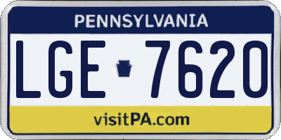 PA license plate LGE7620