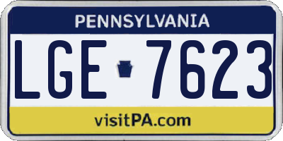 PA license plate LGE7623