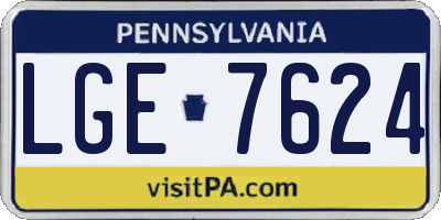 PA license plate LGE7624