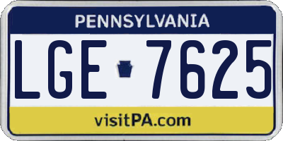 PA license plate LGE7625