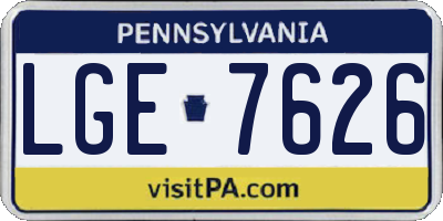 PA license plate LGE7626