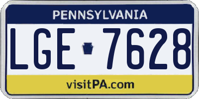 PA license plate LGE7628