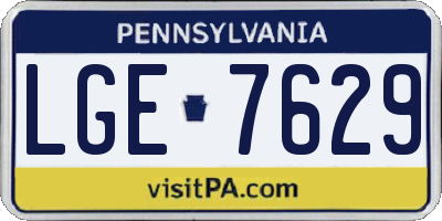 PA license plate LGE7629