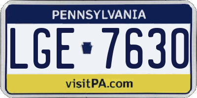 PA license plate LGE7630