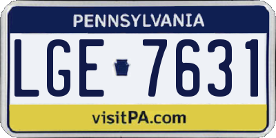 PA license plate LGE7631