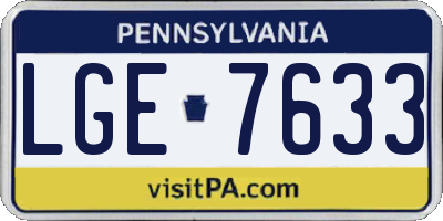 PA license plate LGE7633